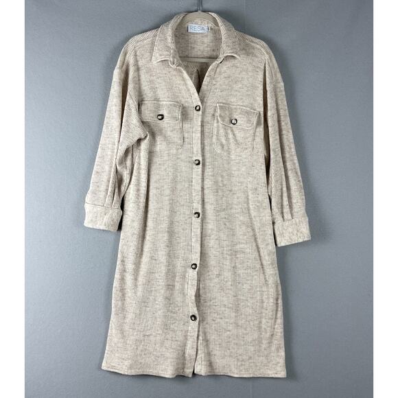 Revolve Resa Long Cardigan Sweater Duster Women XS/S Beige Ribbed Soft Minimal - Picture 1 of 15